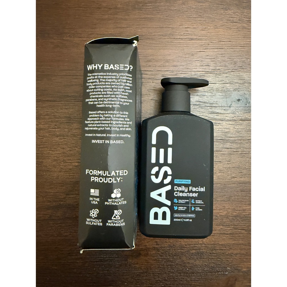 Based Purifying Daily Facial Cleanser 6.8oz 200ml Willow Bark Bamboo Charcoal - Picture 2 of 5